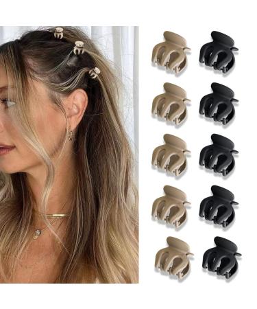 Bolonar Mini Claw Clips 10Pcs  Durable Matte Tiny 1.4 Inch Hair Clips for Women Girls  Small Hair Clips for Hair Buns  Braided Bangs  Hair Clips for Thick Thin Hair Styling Accessories Style-01