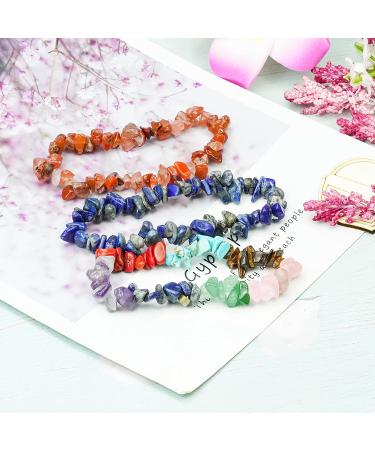 Rbenxia 12 Chakra Stones Healing Crystals Bracelets - Colorful Gemstone Chips for Reiki Healing - 12 Colors - Buy Online on GoSupps.com