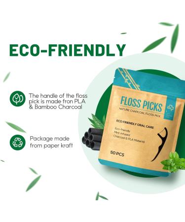 Natural Mint Vegan Dental Floss Sticks - Eco-Friendly & Sustainable Teeth Cleaning - 50 Count - Buy Online on GoSupps.com