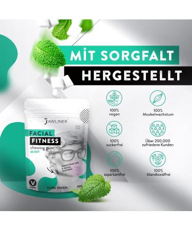 JAWLINER Fitness Chewing Gum - Mint Jawline Trainer - Hard Mewing Gum - 2 Month Supply (100g) - Improve Your Jawline Today! - Buy Online on GoSupps.com