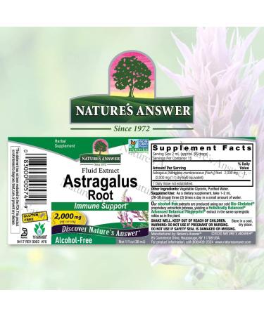 Nature's Answer Astragalus Root Alcohol Free 1oz (2 Pack) | Immune & Cardiovascular Support | Natural Stress Reliever | Herbal Supplement - Buy Online on GoSupps.com