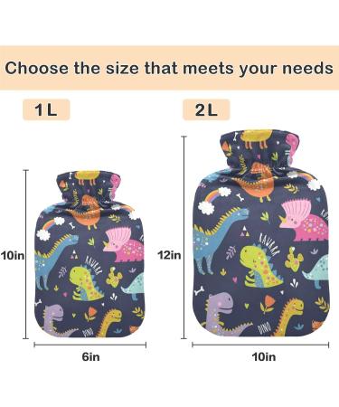 Buy Naanle Colorful Rainbow Dinosaur Heat Bottle - 1L Transparent Hot Water Bottle for Pain Relief Bed Hand & Feet Therapy - Ideal for Hot & Cold Use - Buy Online on GoSupps.com