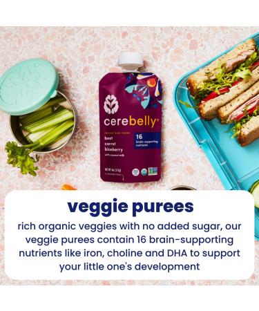 Cerebelly Organic Baby Food Pouches Beet Carrot Blueberry (4 oz, 6 pk) - Toddler Snacks with Brain-supporting Nutrients from Superfoods - Gluten-Free & BPA-Free Healthy Snacks - Buy Online on GoSupps.com