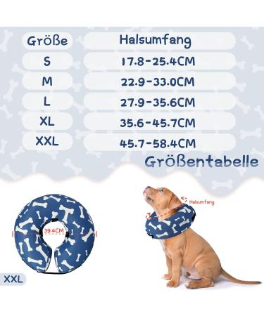 Supet Rechenrause Inflatable Dog & Cat Collar - Comfortable Post-Op Recovery Adjustable Protective Collar (XXL Blue Bones 45.7-58.4cm) - Buy Online on GoSupps.com