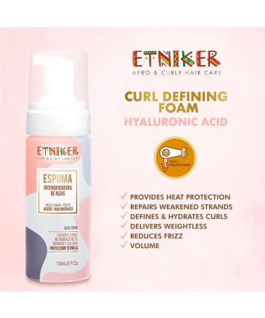 Buy Etniker Curl Foam - Frizz Control Styling Mousse for Curly & Wavy Hair | No Alcohol Parabens or Silicone | 5 fl. oz - Buy Online on GoSupps.com