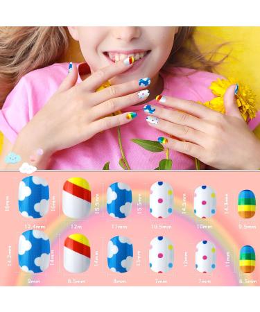 432 Kids Unicorn Press on Nails Set - Full Cover Short False Nails Stickers with Pre Glue for Girls | Children's Gift & Christmas Nail Decoration - Buy Online on GoSupps.com
