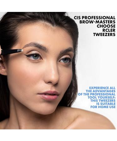 Professional Brow Tweezers | Stainless Steel Facial Hair Removal Tweezers | Black Matt with Slanted Tip | For easy plucking | For Eyebrows and Lashes - Buy Online on GoSupps.com