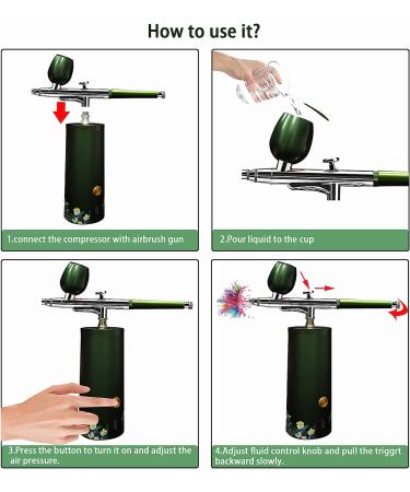 Mini Airbrush Makeup Kit with Compressor - Portable Elegance Airbrush for Tattoos, Cake Decorating, and Modeling in Green - Buy Online on GoSupps.com