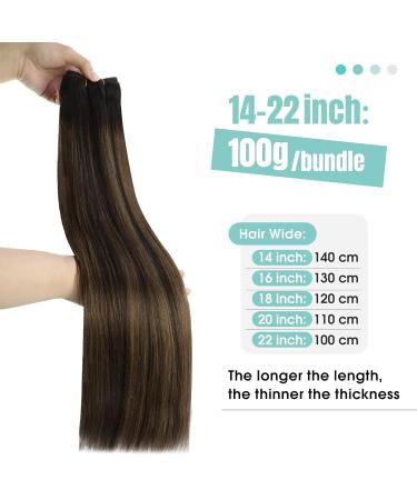 Youngsee Ombre Real Hair Tress Extensions - 100g Brown Balayage Weft 55cm #2/2/6 for Smooth Weaving - Buy Online on GoSupps.com