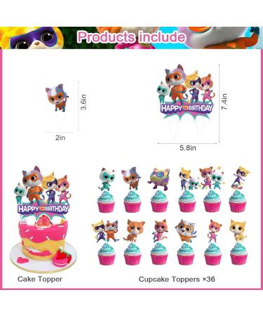 37Pack Super Kitty Cake Decorations Cartoon Super Cats Party Supplies with 36pcs Cupcake Toppers 1pcs Big Cake Topper for Super Kitty Cat Birthday Party Supplies - Buy Online on GoSupps.com