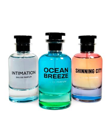 Set of 3 - Ocean Breeze Shinning City and Intimation by Emper Perfumes - 3.4fl oz / 100ml each (Pack of 3) Eau de Parfum for Women and Men - Fresh Fragrance Bundle