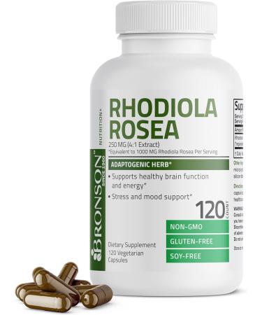 Bronson Rhodiola Rosea 1000mg - Adaptogenic Herb for Stress & Mood Support - Non-GMO 120 Veg Capsules - Buy Online on GoSupps.com