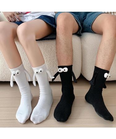 MUTYNE Magnetic Hand Holding Socks - Women Men Couple Socks (Black) | Funny 3D Doll Design | One Size Fits All - Buy Online on GoSupps.com