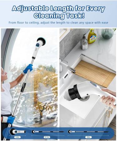 Guteran Electric Spin Scrubber Cordless Cleaning Brush with 10 Cleaning Tools 2H Long Battery Life Adjustable Handle IPX7 Waterproof Power Scrubber for Bathroom - Buy Online on GoSupps.com