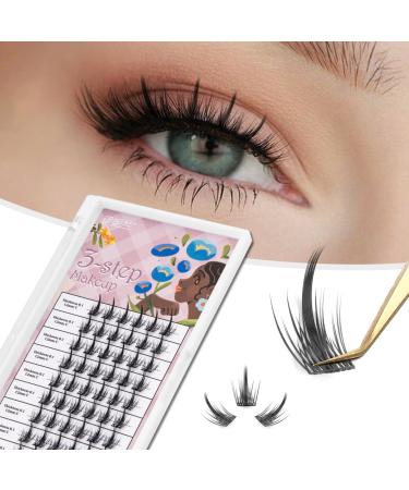 Manga Lashes Individual Lashes Extension Clusters C Curl Mix Lengths Spikes Style Lash Clusters Wispy Natural Look DIY Eyelash Extension Cosplay Eyelash Cluster Lashes Easy to Use for Beginners By FinyDreamy (14mm-Spikes...