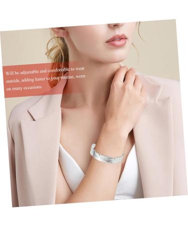 TOPPERFUN leaf cuff bracelet girls bracelet girl bracelets jewelry bracelets charms bracelets charm braclets bangle bracelets Expandable Bangle Bracelet Titanium steel temperament armband 6.5x5cm Steel color - Buy Online on GoSupps.com