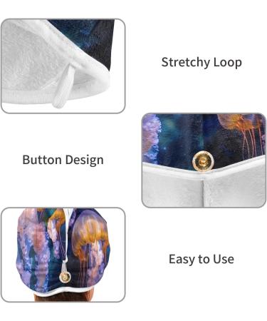 Glowing Jellyfish Hair Towel 2 Pack | Super Absorbent Quick Dry Hair Turbans for Women & Girls - Buy Online on GoSupps.com