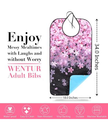 Cherry Blossoms Adult Bibs for Women - Waterproof & Reusable with Crumb Catcher - 3 Pack, Ideal for Seniors & Elderly - Buy Online on GoSupps.com