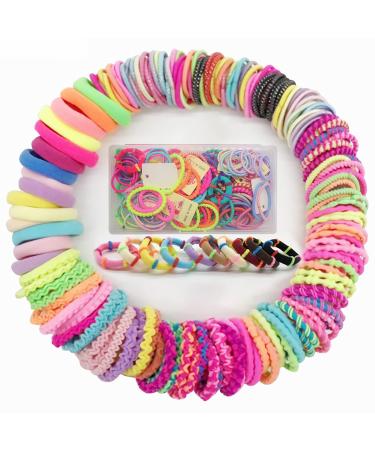 Yutou 100 pieces hair tie girl 10 styles scrunchy hair tie Multi -colored small braid rubber mini thin hair jewelry ponytail Set for children babies girls and women