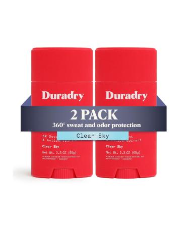 Duradry Antiperspirant Deodorant for Women and Men - Anti Sweat Maximum Strength Deodorant Excessive Sweat Protection for Armpits Naturally Neutralize Odor - Clear Sky 2.3 Oz (Pack of 2) 2 Ct - Clear Sky (Crisp Pear + Vanilla)