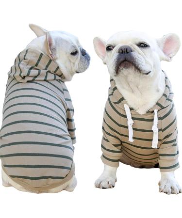 Zweitea Striped Dogs Hoodie Shirt - Soft Hooded Jacket for Small & Medium Dogs | Stylish Puppy Sweater & Sweatshirt in Khaki - Buy Online on GoSupps.com