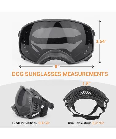  Petleso Windproof Dog Sunglasses - Adjustable Protective Glasses for Medium to Large Dogs - Classic Black  - Buy Online on GoSupps.com