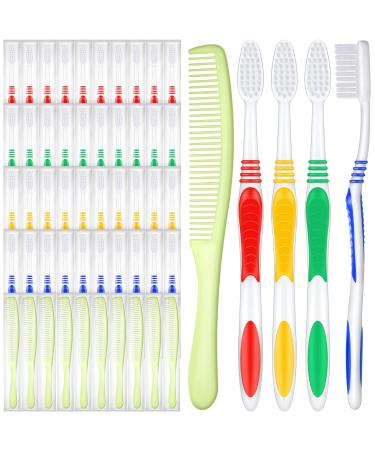 200 Pcs Disposable Toothbrushes and Comb Kit  Soft Bulk Toothbrushes Individually Wrapped Manual Toothbrushes Travel Hair Combs for Adults or Kids Homeless Hotel Shelter Nursing Home Charity Church