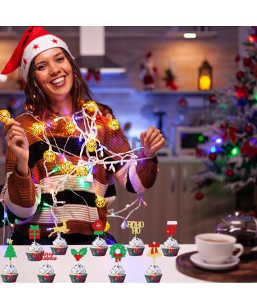 25 PCS Christmas Cake Toppers Christmas Cupcake Toppers Glitter Gold Green Red Cupcake Decorations for Christmas Holiday Snowman Cupcake Decorations Santa Claus Party Supplies Cupcake Decorations - Buy Online on GoSupps.com