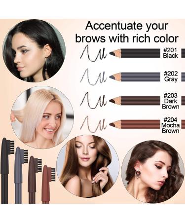 2 Pack Waterproof Eyebrow Pencils with Brush - Long-lasting Sweat-proof Brow Makeup in Dark Brown - Buy Online on GoSupps.com