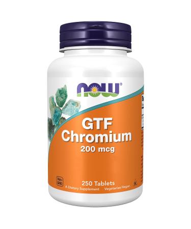 Now Foods GTF Chromium (Chromium) 200mcg 250 Vegan Tablets Lab-Tested Soy Free Gluten Free Vegetarian Non-GMO
