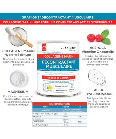 GRANIONS - Marine Collagen Powder - RECONTRACTING MUSCLE - 10 G PER DAY Collagen Powder - 300 g jar of Marine Collagen - Buy Online on GoSupps.com
