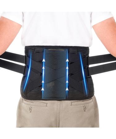 Back Brace for Men and Women Back Support Belt for Lower Back Pain Relief Scoliosis Sciatica Herniated Disc Heavy lifting Lightweight Breathable Lumbar Support with Dual Adjustable Straps (Large) Large (Waist 38.6-45.28'')