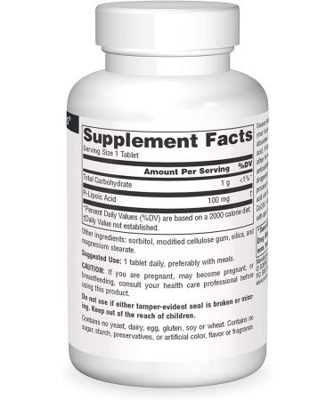 Source Naturals R-Lipoic Acid 100 mg - 60 Tablets for Antioxidant Support - Buy Online on GoSupps.com
