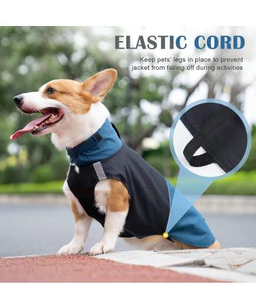 ROZKITCH Waterproof Dog Jacket with Harness Opening, Reflective Strip, Adjustable Windproof Raincoat for Small Medium Large Dogs - Blue-Black XL (Chest 28.3-32.2) - Buy Online on GoSupps.com