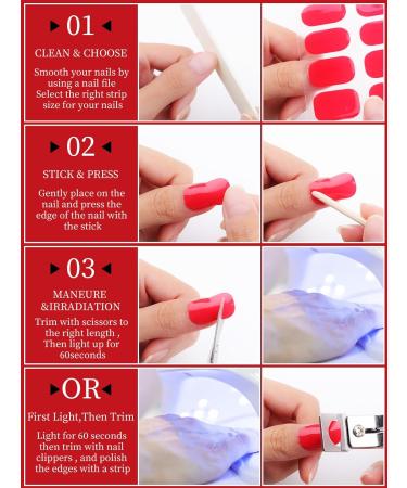Kalolary 32PCS Gel Nail Polish Strips - Bright Red | Adhesive Full Wrap Sticker with Nail File | Waterproof & Long-Lasting | UV/LED Lamp Required - Buy Online on GoSupps.com