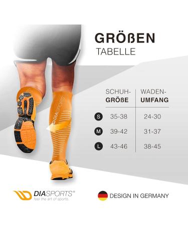 Diasports Runstars Compression Socks for Sports & Running - Premium Orange Compression Socks for Marathon & Triathlon - Unisex L - Buy Online on GoSupps.com