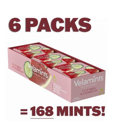 Velamints Sugar Free Mints Expressions Cucumber Watermelon Breath Mints Tin Aspartame Free Sweetened with Stevia - Pack Of 6 - Buy Online on GoSupps.com