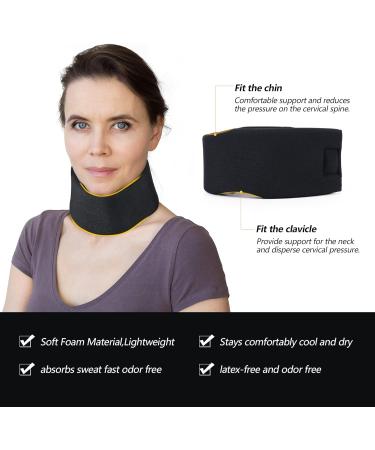 Adjustable Soft Foam Neck Brace for Sleeping - Relieves Neck Pain - Black (L, 2.5 Depth) - Buy Online on GoSupps.com