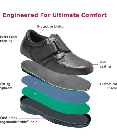 Orthofeet Diabetic Shoes for Men - Comfort & Protection. Arch Support, Arch Booster, Ergonomic Sole. Broadway 9.5 XX-Wide Black - Buy Online on GoSupps.com