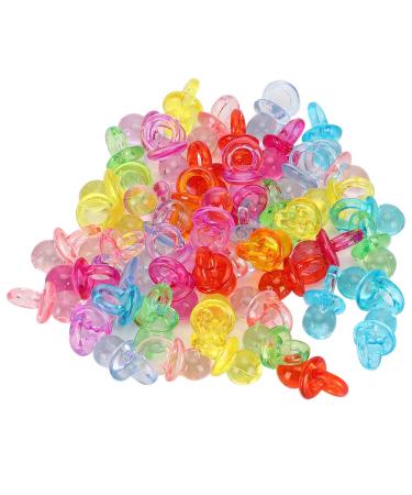 100 pieces acrylic pacifier shower favored birthday party decoration baby pacifier baptism soothing mini color toys (transparent color mixing)