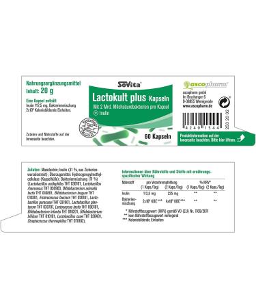 Lactokult Plus Capsules - 60 Count | 2 Billion Probiotic Bacteria + Inulin | Premium Dietary Supplement for Digestive Health - Buy Online on GoSupps.com