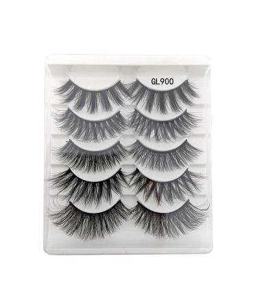 Greattangle 3D mixed chemical fiber 5 pairs natural soft thick cross false eyelashes eyelashes makeup extension tools gl900 (mixed)