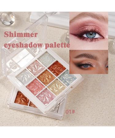 Shimmer Eye Shadow Palette - Vegan 9 Shades Pink White Gold Champagne Waterproof Make-Up for Girls - Buy Online on GoSupps.com