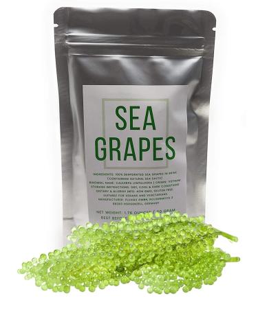 Umibudo Sea Grapes - Delicious Green Caviar Seaweed - Dehydrated Seagrapes in Brine, Net weight: 1.76oz/50g - makes 1/2 pound once soaked