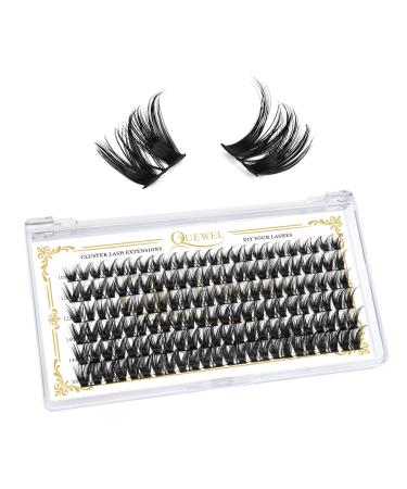 Cluster Lashes QueWel 72 pieces DIY cluster eyelash extension soft single eyelashes D Curl eyelash cluster Mix10 16 mm length light for personal make-up use at home (qukh01-d mix10-16) 1 piece (1 Pack) qukh01-D mix10-16mm