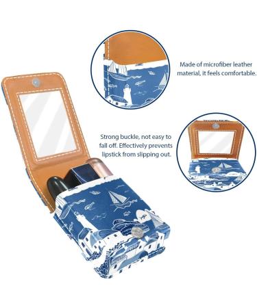 Travel Lipstick Organizer Case with Mirror - Portable Makeup Bag Sea Pattern Lighthouse Ship S327v1iuyq | Shop Internationally - Buy Online on GoSupps.com