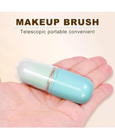 Retractable Kabuki Brush Travel Makeup Brush Cute Capsule-shape Blush Brush Foundation Brush Suitable for Liquid Foundation Pressed Powder Contour Cream Blue - Buy Online on GoSupps.com