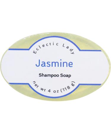 Jasmine Shampoo Soap Bar By Eclectic Lady with Pure Argan Oil Silk Protein Honey Protein and Extracts of Calendula Flower Aloe Carrageenan Sunflower - 4 oz Bar