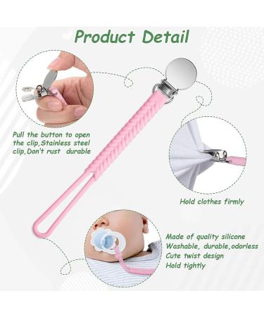 Nuanchu 8-Piece Braid Pacifier Clip Set for Baby Girl Boy - Bright Colors - Buy Online on GoSupps.com