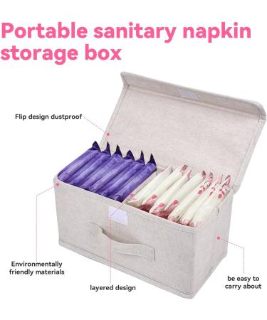 Chengfu Bathroom Pad Holder for Women | 2-Compartment Tampon & Pad Organizer | Stylish Fabric Storage Solution in White - Buy Online on GoSupps.com